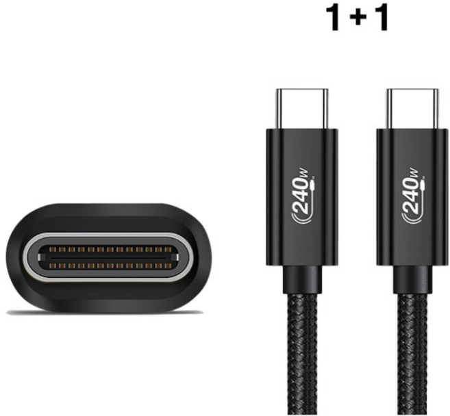 C to C타입 초 고속 충전케이블 240W, 2개, 블랙, 1m