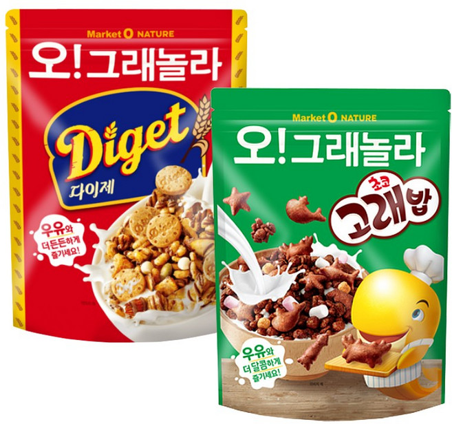 오리온 오그래놀라 초코고래밥+오그래놀라 다이제, 1세트, 500g