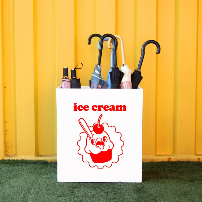 설렘하우스 개업선물 화환 입간판 주문제작 커스텀 우산꽂이 2color, 일러스트 우산꽂이 화이트, 레드, 1개