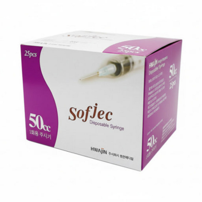 화진 멸균 일회용 주사기 50ml/cc 18G 25개입, 1박스