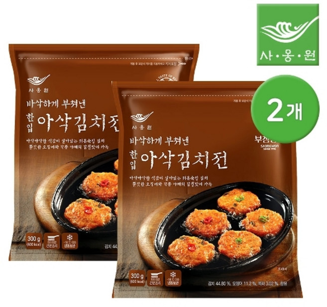 사옹원 한입아삭 김치전, 300g, 2개
