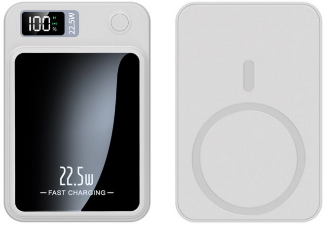 無線充電22.5W快充 輕巧便攜 數位顯示電量, 白色 × 20000mah行動電源, 白色【22.5W有線充+15W無線充】