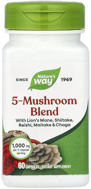 새해 첫좋은선물 Nature's Way 버섯 5가지 혼합물 캡슐 60정 제대로 할인합니다, Natures Way 버섯 5가지 혼합물 캡슐 60정, 1개 - 쿠팡