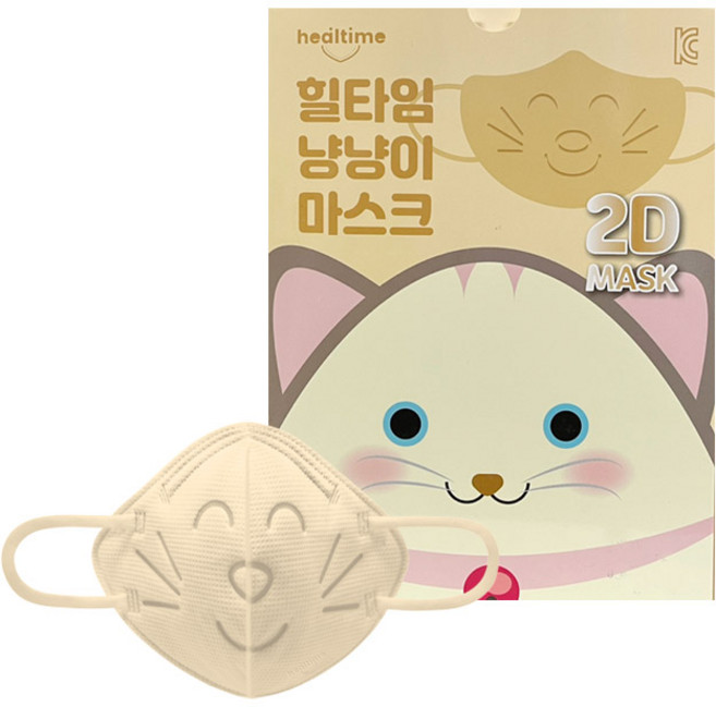 새부리형 힐타임 냥냥이 베이지색 초소형 4중필터 마스크 25매입