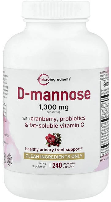 Micro Ingredients 크랜베리 프로바이오틱 비타민C d-만노오스 240정, Micro Ingredients 미량 영양소 D만노스, 1개 - 쿠팡