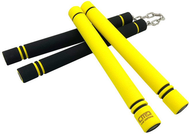 1+1 프리미엄 스폰지 쌍절곤 태권도 합기도 쌍절봉 이소룡 어린이 연습용 안전한 스펀지, 블랙+옐로우(파우치사은품), 1세트