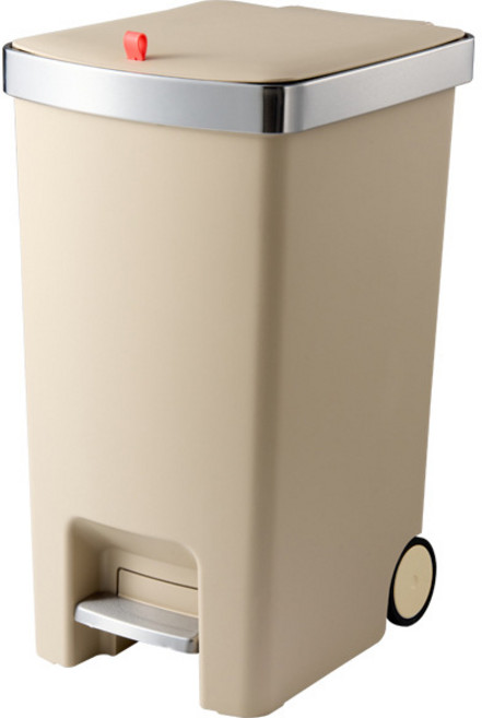 데코트리 대용량 이동식 페달 휴지통, 크림