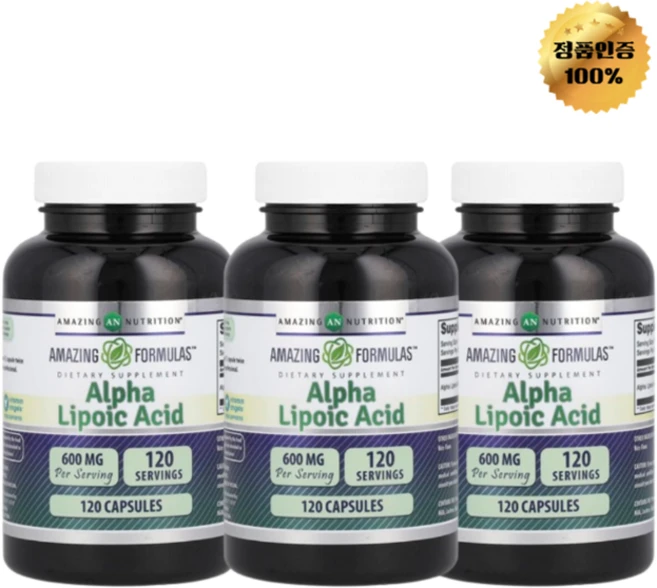 2+1 어메이징뉴트리션 알파리포산 600mg 캡슐 120정, 3개 - 쿠팡