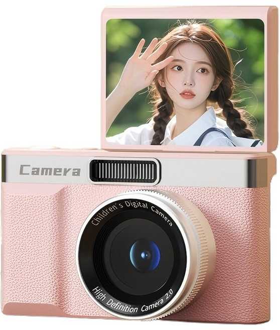 180도 회전 화면 빈티지 디지털 카메라 휴대용 소형 감성 인생 여행용, Z006-64GB(핑크)