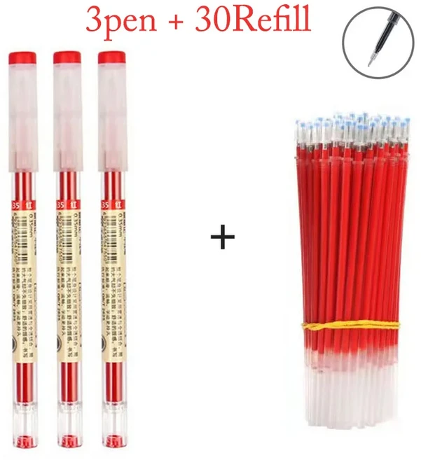 일본 파인 포인트 펜 0.35mm 블랙 블루 레드 잉크 젤 펜 볼펜 학교 사무실 학생 쓰기 문구 공급, 04 3pen 30refill red