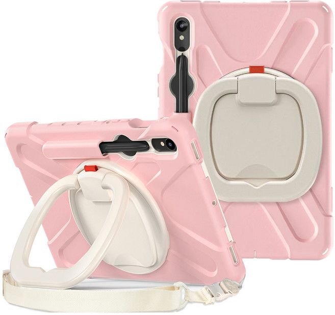 갤럭시탭 폴리곤 프라임 아머 케이스 어깨끈 포함, 갤럭시탭S9/S8/S7 공용, 인디핑크