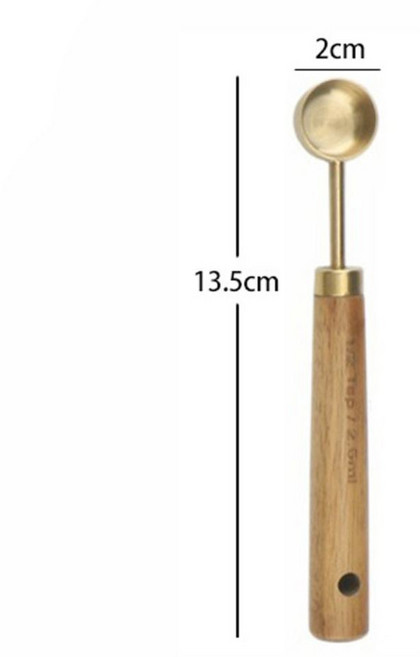 스테인레스 스푼 나무 액세서리 스틸 바텐딩 컵 체중계 측정 베이킹 커피 도구 손잡이, 2.5ml, 1개