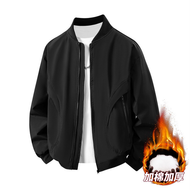 美式秋冬季加棉棒球外套 休閒寬鬆短款棉服