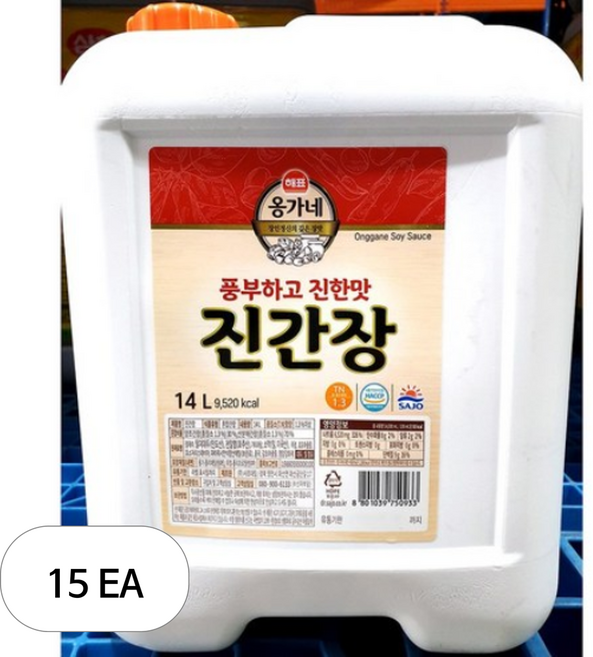 해표 옹가네 진간장 진품, 15개, 14L
