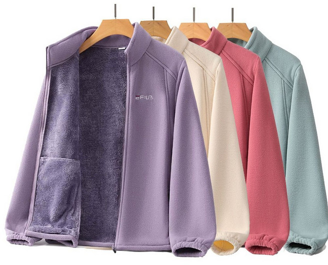ROYALBELLE 여성 포근한 양털안감 보온 후리스 데일리 캐주얼 편안한 루즈핏 웜업 자켓 U01120519