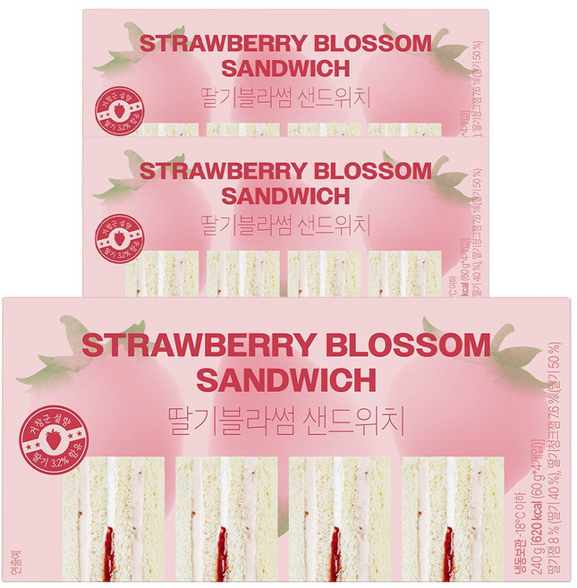 그로서리서울 시즌 한정 대만식 샌드위치 딸기블라썸(박스 당 4ea) 든든한 식사대용 간편식, 240g, 3박스