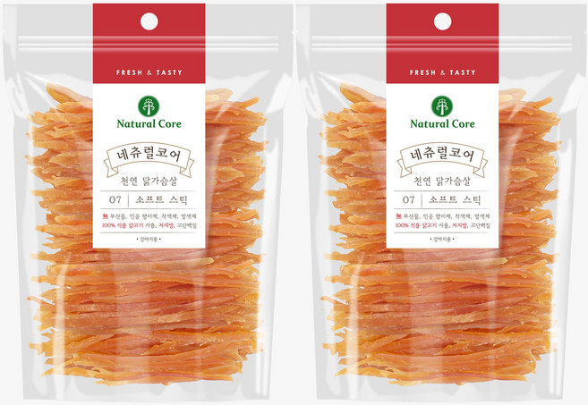 네츄럴코어 천연닭가슴살, 닭고기, 180g, 2개