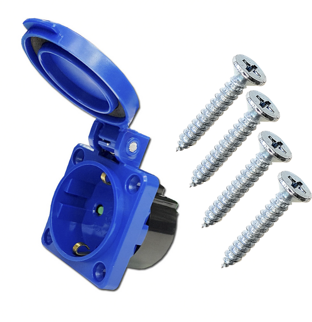 청색 5X5 판넬취부형 1구 방우 콘센트 매입형 IP54방수 인테리어, 1개