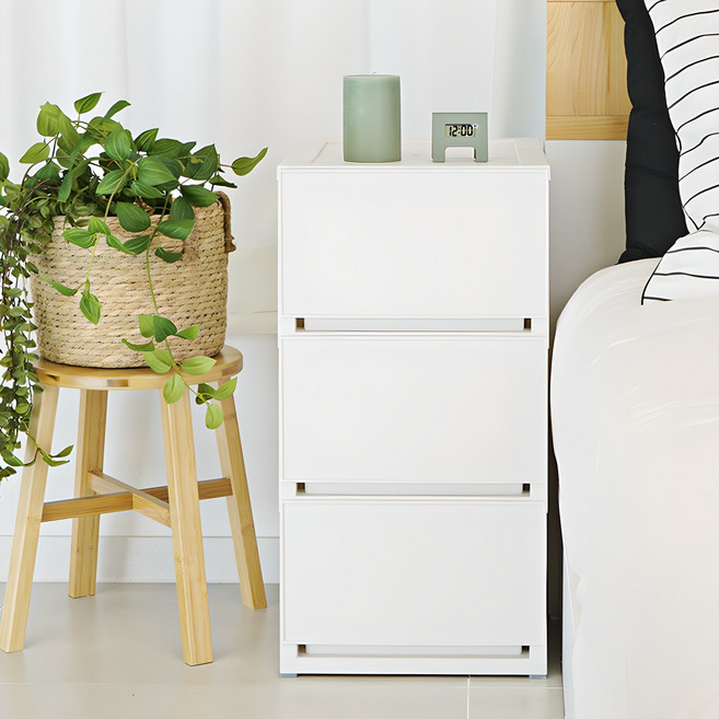 엠비코 국내 제조 모던 슬림 서랍장, 화이트, 3단
