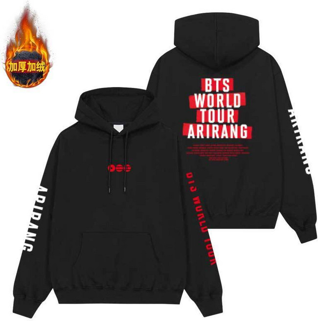 2026 防彈少年團 演唱會 ARIRANG 周邊 同款 衛衣 連帽 棒球衫 外套 男女, 1個, 加絨套頭-黑色S 建議80-90斤