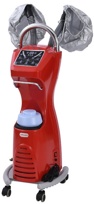 미용실 헤어 트리트먼트 스티머 두피 손상모 관리 스팀기 모발케어 홈케어 수분공급기, 레드