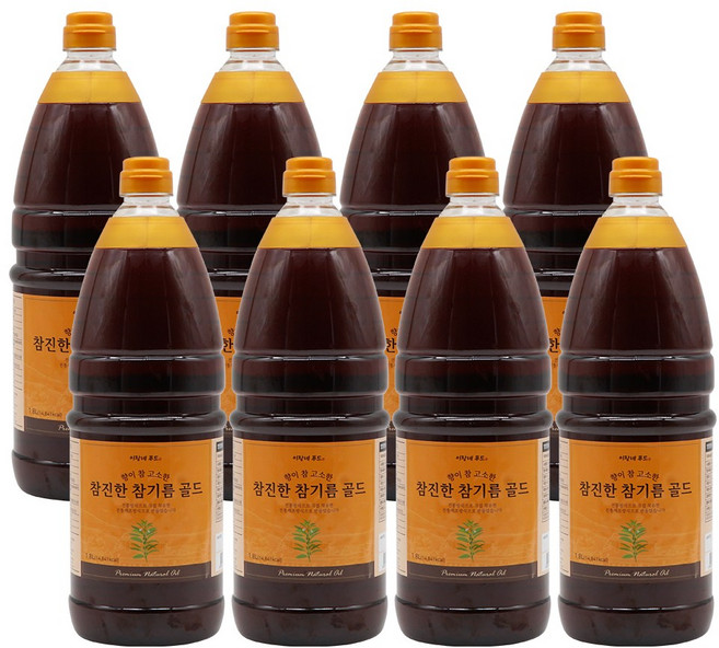 이장네_향이 참 고소한 참진한 참기름 골드_참깨분100퍼센트 _, 8개, 1.8L