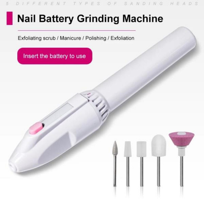 네일드릴 전동드릴 손톱 발톱 관리 5 1 미니 전기 네일 드릴 키트 매니큐어 페디큐어 연삭 연마 아트 샌딩 파일 펜 도구 기계, [01] White  without batteries, 1개