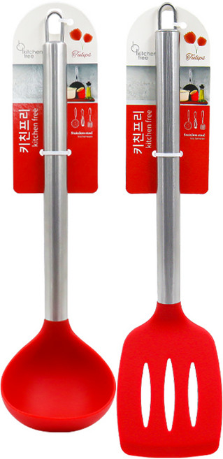 키친프리 실리콘 국자+뒤집게 세트, 1개