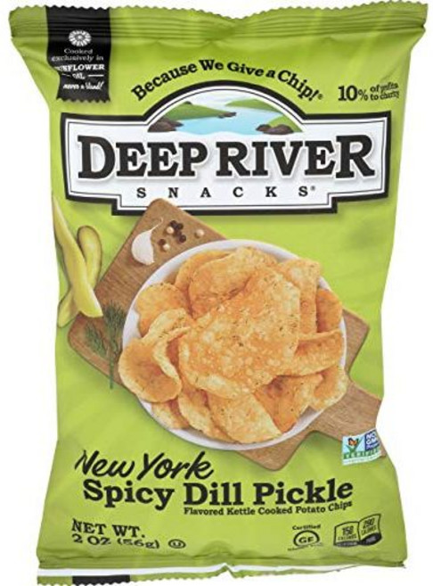24개입 뉴욕 스파이시 딜 피클 딥 리버 스낵 케틀 칩 Deep River Snacks Kettle Chips New York Spicy Dill Pickle 24 Cou, 1개
