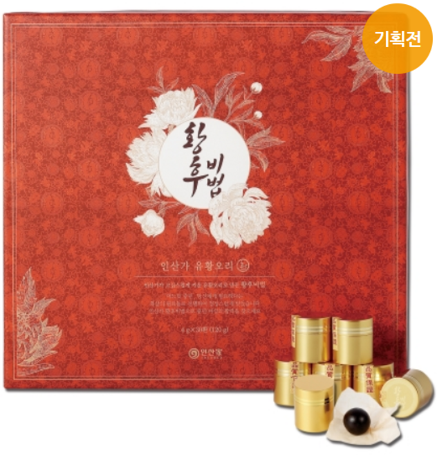 (주)인산가 정품 황후비법 4g*30환+흑삼분말 함유 금흑블랙크런치(10g 5개) (당일 발송은 오후 2시 이전 주문) [김일훈선생 탄신112주년 기획전 사은], 1박스, 4g 30환, 120g