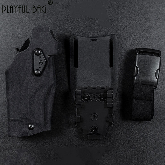 X300 라이트가있는 G17/G19 용 장난 꾸러기 가방 전술 홀스터 퀵 릴리스 다리 허리 교수형 위장 사냥 장비 QG197S, QG197S-A, 1개