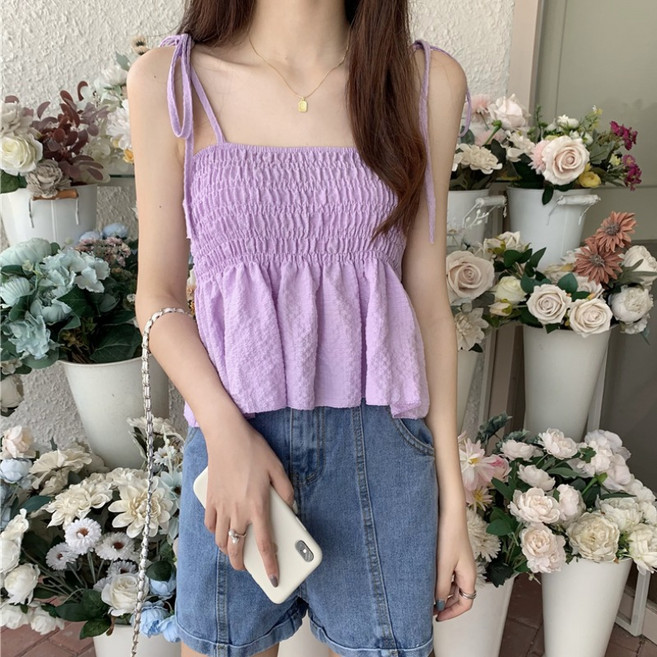 法式甜美吊帶背心 抹胸上衣