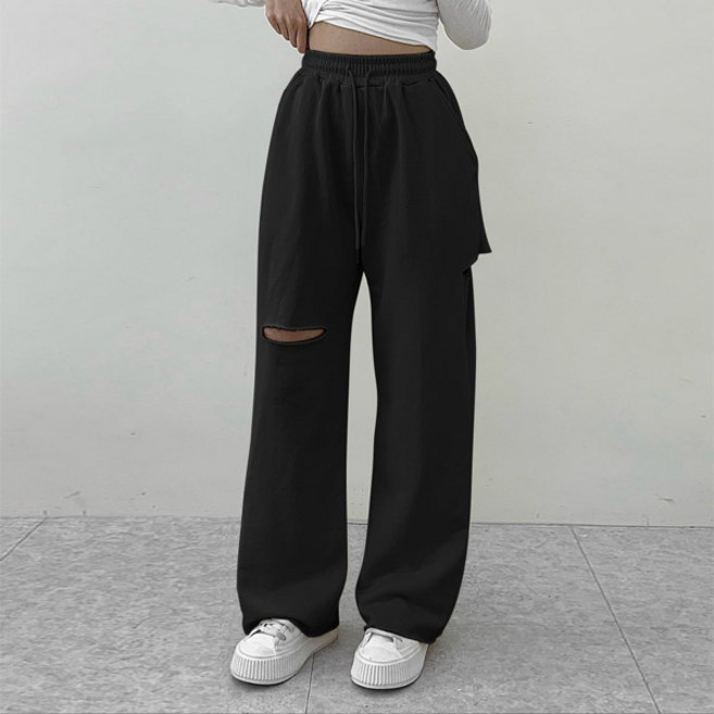 마이쏭 여성 빅사이즈 루즈핏 통바지 츄리닝바지 더블컷팅와이드트레이닝팬츠