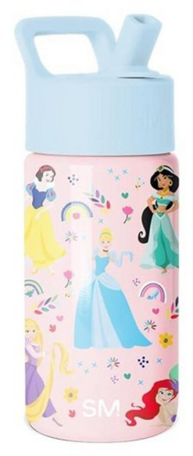 Simple Modern Kids Summit Water Bottle with Straw Lid | 14oz Insulated Stainless Steel Cup for Gir, 디즈니 프린세스 레인보우