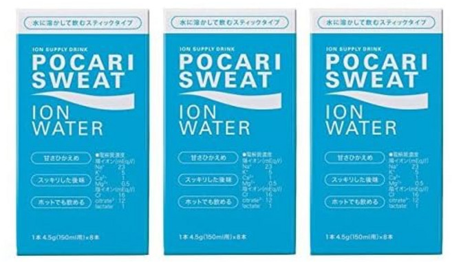 대량구매 오오츠카제약 포카리 스웨트 POCARISWEATION WATER 이온 워터 파우더 150ml용 8개입 × 3박스 (총 24개), 150ml, 24개