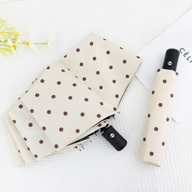 자외선차단 양산 겸용 우산 여성 초경량 미니 3단 자동 우양산 암막 양우산 UV 휴대용 도트 땡땡이