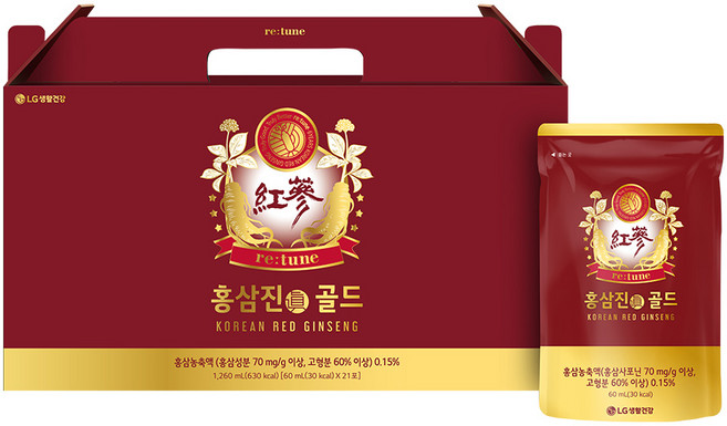 리튠 홍삼진 골드 선물세트 60mlX21포, 1.26L