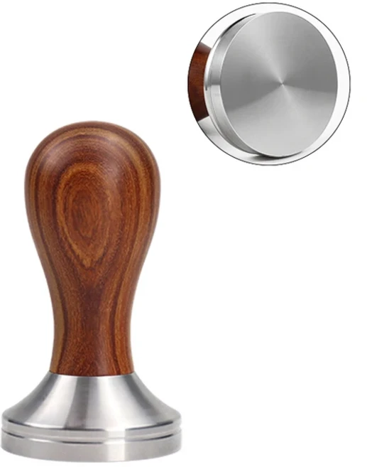 바리스타용 나무 손잡이 커피 탬퍼 에스프레소 파우더 해머 스테인리스 스틸 도구 58mm 포타필터, 03 58.5mm, 05 Solid Wood(Red), 1개