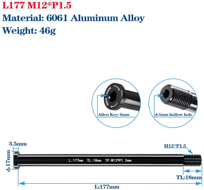 [호환제품] MTB 도로 자전거 프레임 포크 용 스루 액슬 꼬치 100/110/142/148 허브 고강도 M12/M15 샤프트