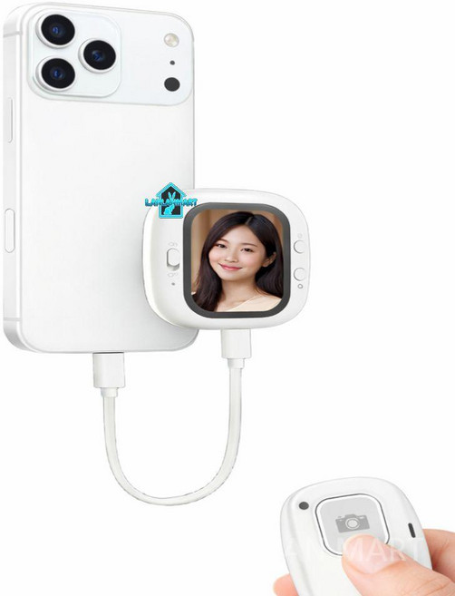 셀피 셀카 후면 모니터 미러링 브이로그 스크린 촬영 블루투스 후면카메라 여행, 화이트