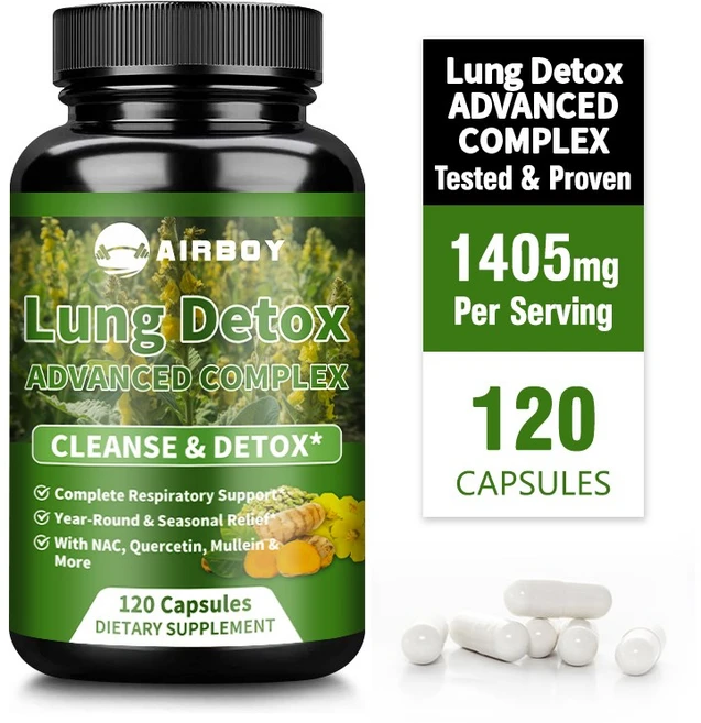 폐 디톡스 뮬린 잎 캡슐 - 케르세틴과 동충하초 추출물이 함유된 뮬린 폐 정화 복합제 - 잎 허브 호흡기 보충제, 1개, 120정 - 쿠팡