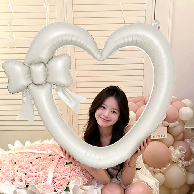 리본하트 액자, 1개, 화이트