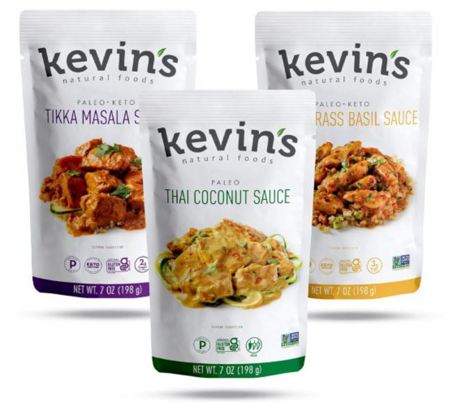 Kevin's Natural Foods 디핑 소스 케빈스 내추럴 푸드 허니 갈릭 팔레오 조림 볶음 글루텐 프리 없음 비변형식품 3팩, 티카/타이 코코넛/레몬그라스 바질, 7 온스 (3팩)