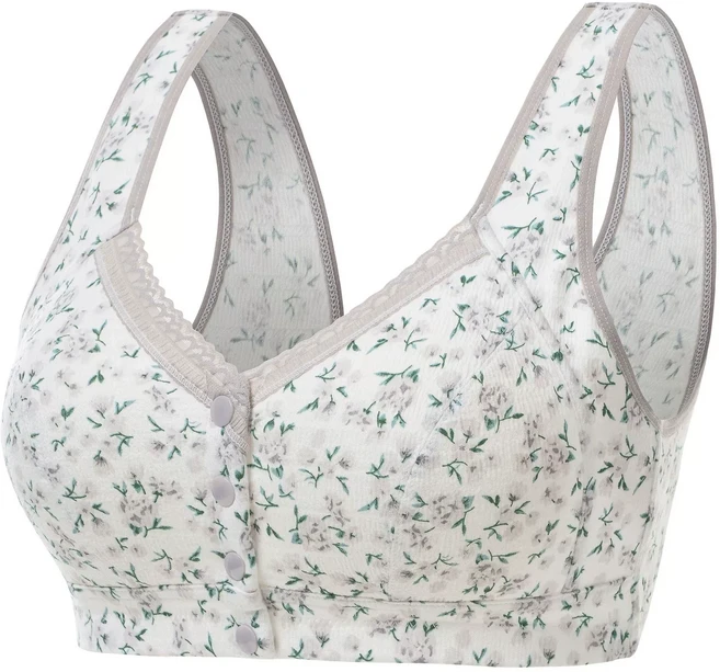 여성 노와이어 빅사이즈 꽃무늬 앞후크 브라