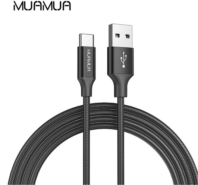 MUAMUA USB A to C타입 고속 충전 케이블 갤럭시 충전 선, 1개, 블랙