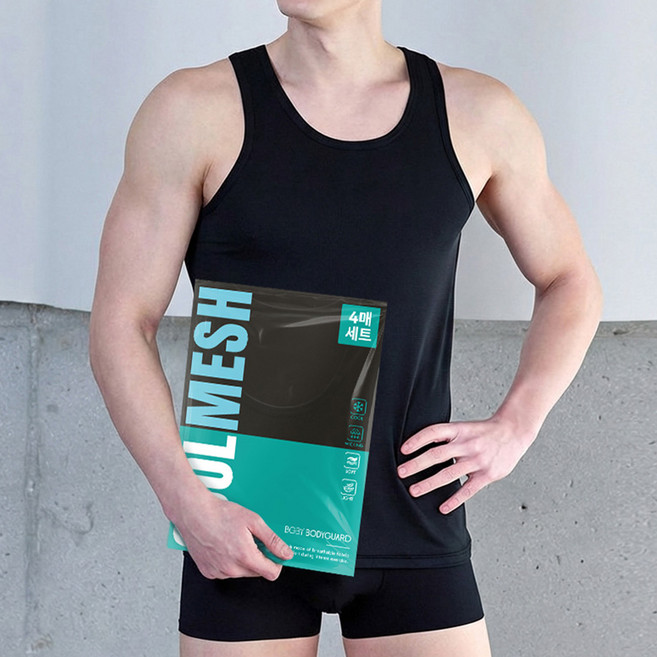 보디가드 남성용 아이스 쿨나시 민소매 런닝 4매