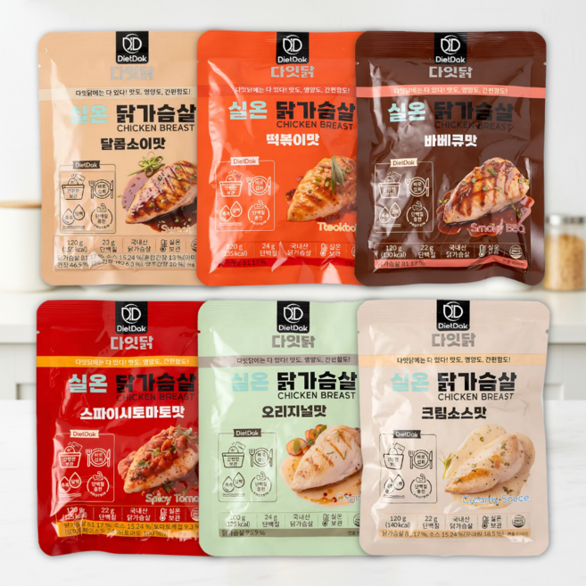 다잇닭 실온 닭가슴살, 12팩, 6종 혼합
