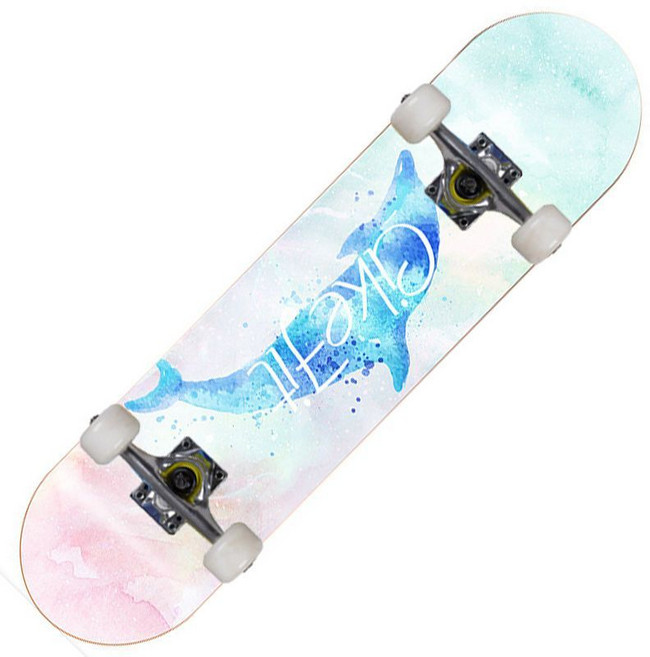 專業成人兒童幼童滑板 四輪楓木板 初學者造型雙翹板, 海豚（專業級高彈輪）, 1個