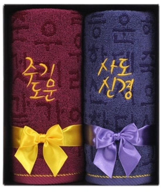 (DOD말씀타올) 주기도문사도신경 세면수건 2P세트, 인쇄없음（말씀자수만있어요）, 고급케이스＋리본, 쇼핑백（중）