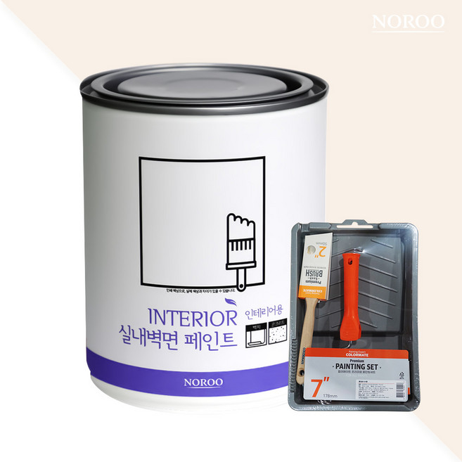 노루페인트 벽지 페인트 세트, 1세트, 1L, 피치화이트(SP0100)